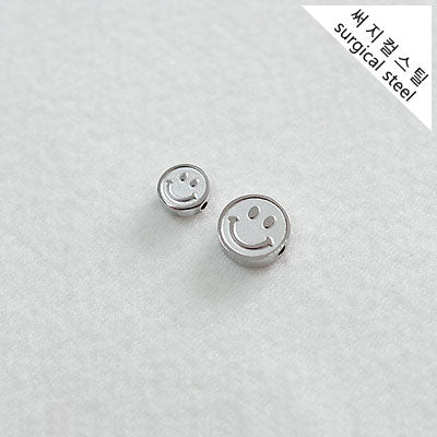 SG.058 // Surgical Steel Oval smile Pendant, 2 Pc [5-6535-01]