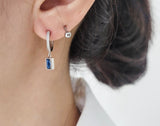 [ 925 Sterling silver ] Blue Cubic Point Silver Earring