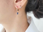 [ 925 Sterling silver ] Blue Cubic Point Silver Earring