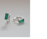 [ 925 Sterling silver ] Green Baguette One-Touch Earring