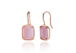 [ 925 Sterling silver ] Pink Rectangle Hook  Earring