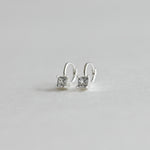 [ 925 Sterling silver ] 925 Silver Square Cubic Ring One-Touch Earrings