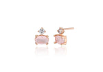 [ 925 Sterling silver ] Rose Quartz Rectangular Shape Earring