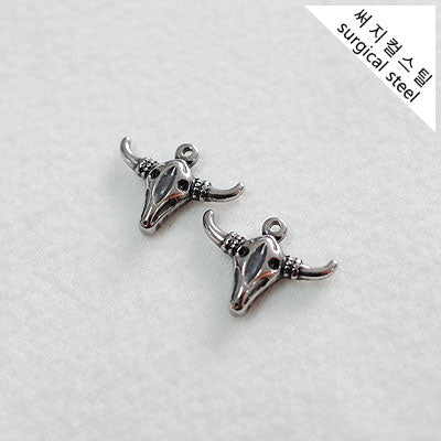 SG.062 // Surgical Steel Indian horn Pendant , 2 Pc [5-6534-06]