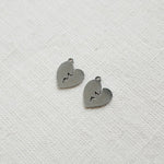 SG.051 // Crackheart Surgical Steel Pendant, 2 Pc