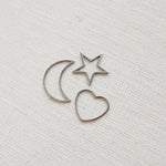 SG.049 // Star Moon Heart Surgical Steel Pendant, 2 Pc