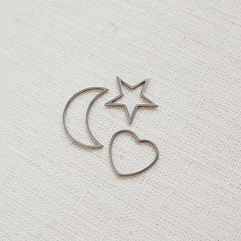 SG.049 // Star Moon Heart Surgical Steel Pendant, 2 Pc