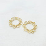 PD.0027-05 // Elegance Flower Plate pendant, Jewelry Supplies, Jewelry Making, (Gold Plated), 2 pc