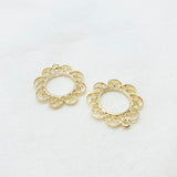 PD.0027-05 // Elegance Flower Plate pendant, Jewelry Supplies, Jewelry Making, (Gold Plated), 2 pc