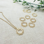 PD.0027-05 // Elegance Flower Plate pendant, Jewelry Supplies, Jewelry Making, (Gold Plated), 2 pc