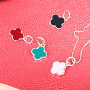 SPD.0091// 925 Silver Epoxy Clover Pendant, 1pc / PO68
