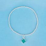 SPD.0091// 925 Silver Epoxy Clover Pendant, 1pc / PO68