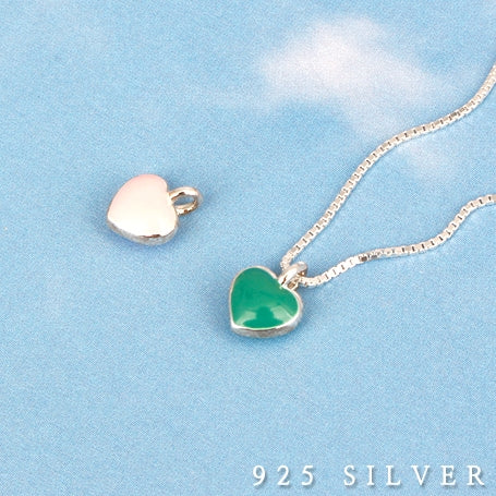 SPD.0092// 925 Silver Chubby Epoxy Heart Pendant, 1pc / PO70